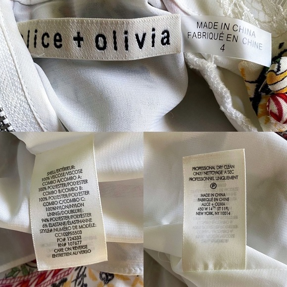 Alice + Olivia Dress Lawson Floral Buttoned Mini Flower Pot Ecru Multi 4 EUC - Picture 6 of 11